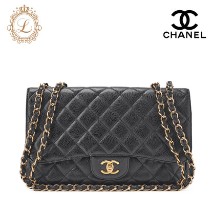CHANEL Chain Shoulder Bag Big Matelasse Caviar Skin Black Silver-Tone Hardware Pre-Owned - Vintage La Charme