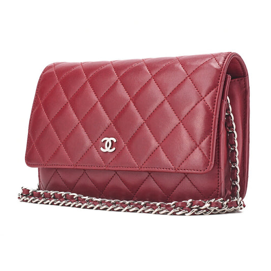 CHANEL Chanel Matelasse Chain Wallet Lambskin Red (Silver Fittings) Women's Wallet Folding Wallet Women's Wallet [Used] - Vintage La Charme