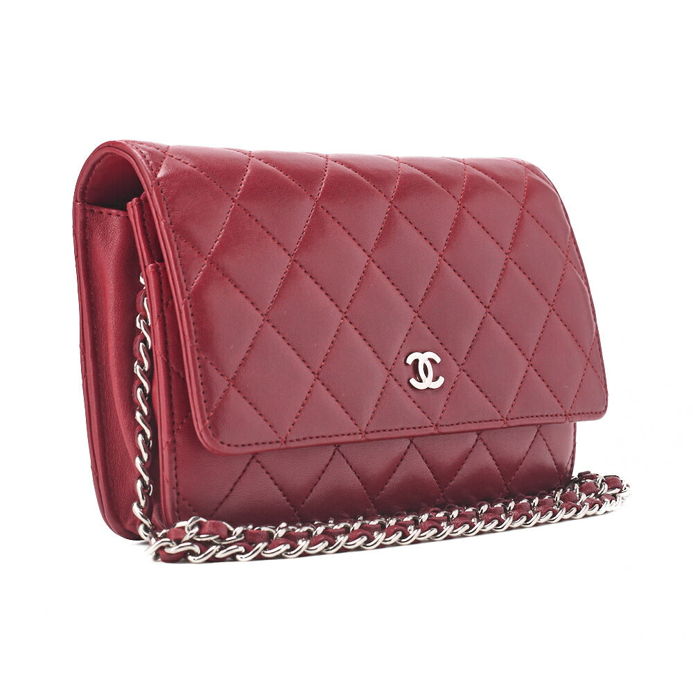 CHANEL Chanel Matelasse Chain Wallet Lambskin Red (Silver Fittings) Women's Wallet Folding Wallet Women's Wallet [Used] - Vintage La Charme