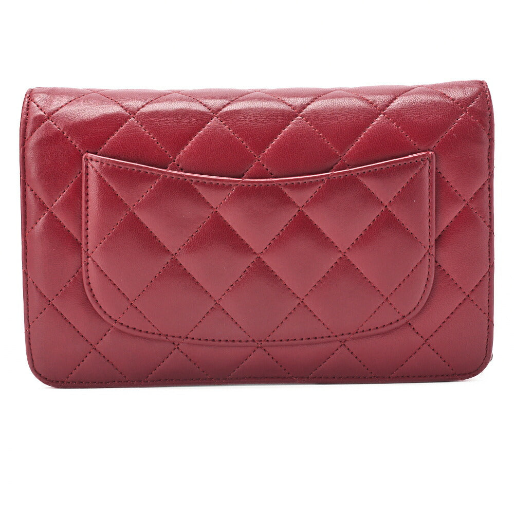 CHANEL Chanel Matelasse Chain Wallet Lambskin Red (Silver Fittings) Women's Wallet Folding Wallet Women's Wallet [Used] - Vintage La Charme