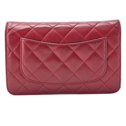 CHANEL Chanel Matelasse Chain Wallet Lambskin Red (Silver Fittings) Women's Wallet Folding Wallet Women's Wallet [Used] - Vintage La Charme