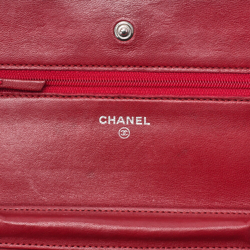 CHANEL Chanel Matelasse Chain Wallet Lambskin Red (Silver Fittings) Women's Wallet Folding Wallet Women's Wallet [Used] - Vintage La Charme