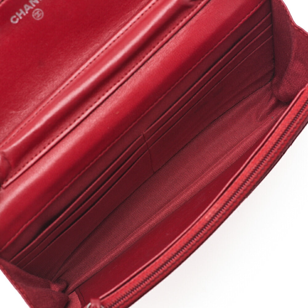 CHANEL Chanel Matelasse Chain Wallet Lambskin Red (Silver Fittings) Women's Wallet Folding Wallet Women's Wallet [Used] - Vintage La Charme