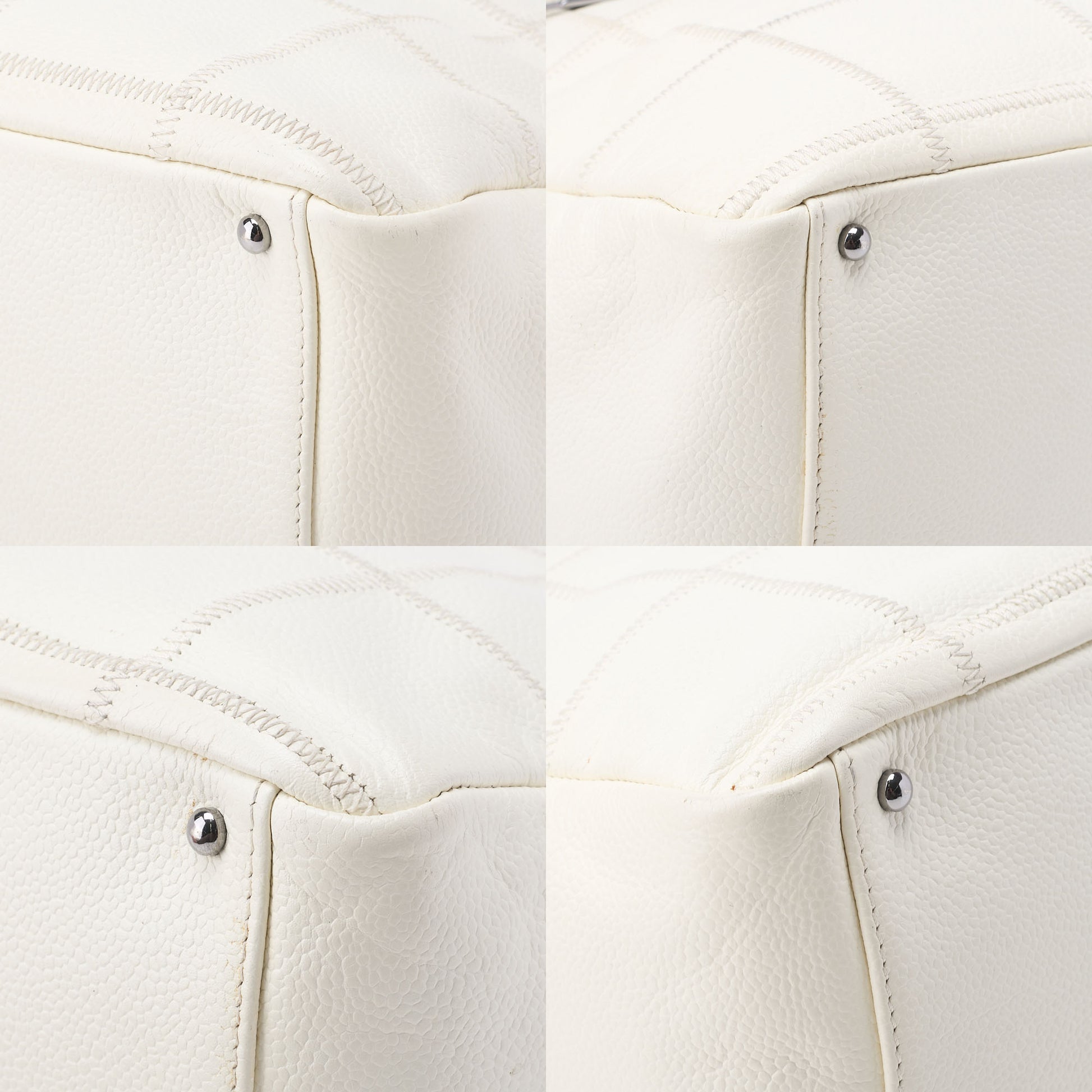 Chanel Shoulder Bag, Chocolate Bar Logo, Caviar Skin, White, Silver-Tone Hardware, Pre-Owned - Vintage La Charme
