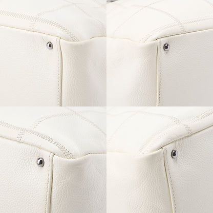 Chanel Shoulder Bag, Chocolate Bar Logo, Caviar Skin, White, Silver-Tone Hardware, Pre-Owned - Vintage La Charme