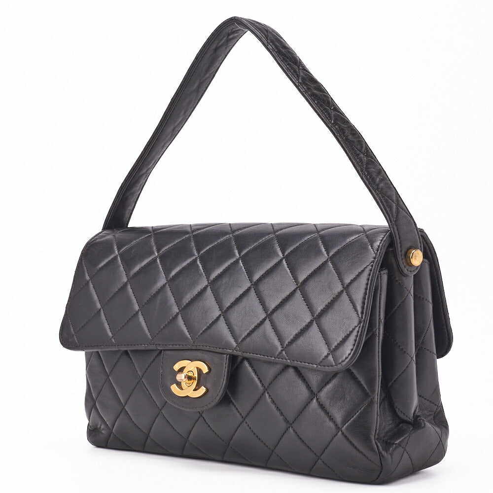 CHANEL Handbag Matelasse One Shoulder Bag Lambskin Black Gold-Tone Hardware Pre-Owned - Vintage La Charme