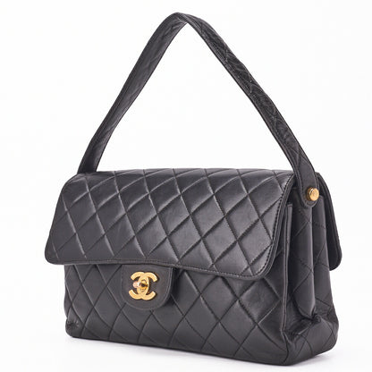 CHANEL Handbag Matelasse One Shoulder Bag Lambskin Black Gold-Tone Hardware Pre-Owned - Vintage La Charme