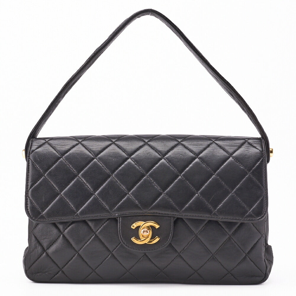 CHANEL Handbag Matelasse One Shoulder Bag Lambskin Black Gold-Tone Hardware Pre-Owned - Vintage La Charme