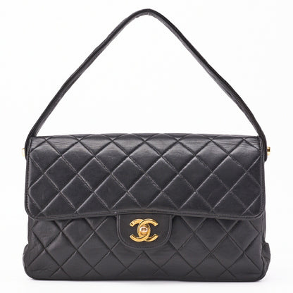 CHANEL Handbag Matelasse One Shoulder Bag Lambskin Black Gold-Tone Hardware Pre-Owned - Vintage La Charme