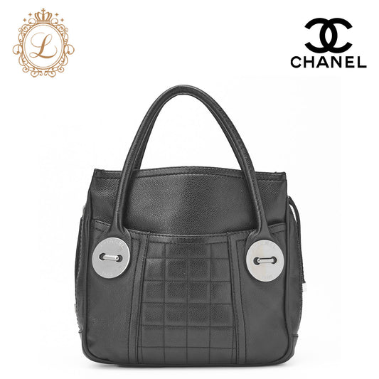 CHANEL Handbag Chocolate Bar Logo Caviar Skin Black Silver Metal Fittings Brand [Used] - Vintage La Charme