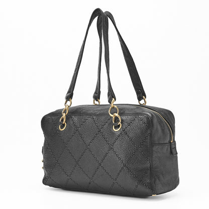 Chanel Shoulder Bag Ultra Stitch Chain Tote Leather Black Gold-Tone Hardware Pre-Owned - Vintage La Charme