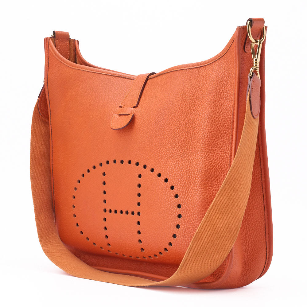 HERMES Evelyn GM 1 Ann Shoulder Bag, Tryon Orange, Gold-Tone Hardware, Pre-Owned - Vintage La Charme