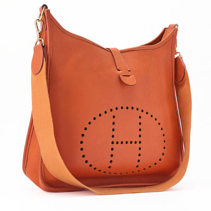 HERMES Evelyn GM 1 Ann Shoulder Bag, Tryon Orange, Gold-Tone Hardware, Pre-Owned - Vintage La Charme