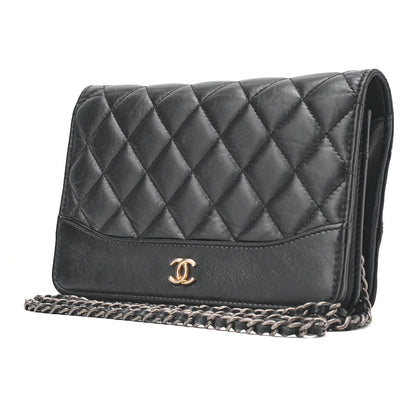 CHANEL Chain Wallet Matelasse Vintage Calf Black Gold-Tone Hardware Pre-Owned - Vintage La Charme