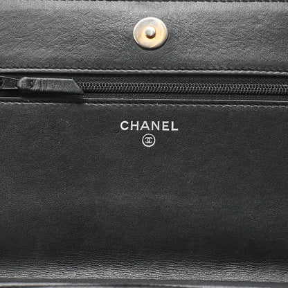 CHANEL Chain Wallet Matelasse Vintage Calf Black Gold-Tone Hardware Pre-Owned - Vintage La Charme
