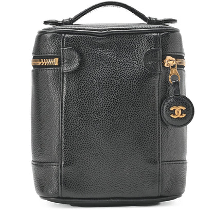 CHANEL Coco Mark Vanity Handbag Caviar Skin Black Gold-Tone Hardware Pre-Owned - Vintage La Charme