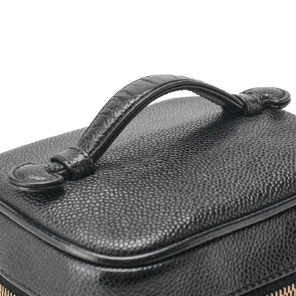 CHANEL Coco Mark Vanity Handbag Caviar Skin Black Gold-Tone Hardware Pre-Owned - Vintage La Charme