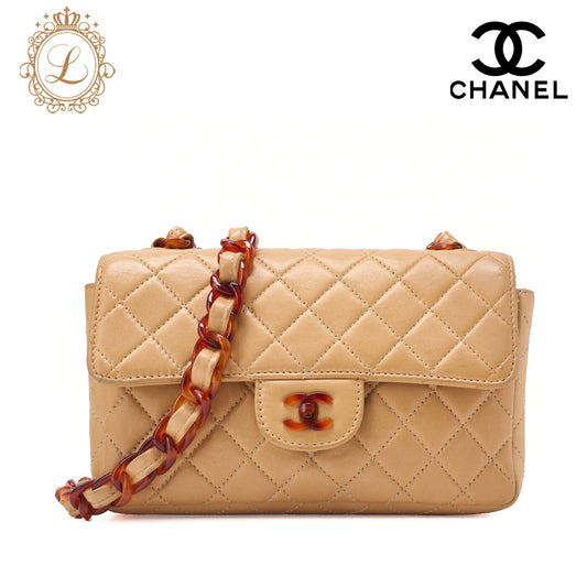 CHANEL Chanel Shoulder Bag Matelasse Lambskin Tortoiseshell Pattern Plastic Chain Shoulder Beige Gold Metal Fittings Women's Bag Brand [Used] - Vintage La Charme