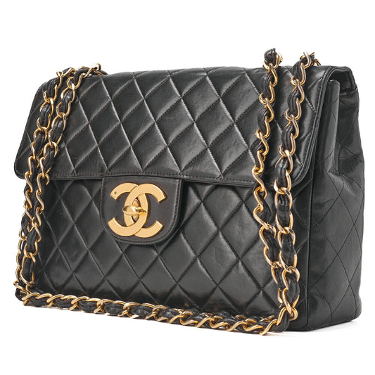 CHANEL Chain Shoulder Bag Big Matelasse 30cm Single Flap Lambskin Black (Gold Fittings) Women's Bag Women's [Used] - Vintage La Charme