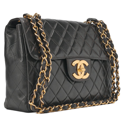 CHANEL Chain Shoulder Bag Big Matelasse 30cm Single Flap Lambskin Black (Gold Fittings) Women's Bag Women's [Used] - Vintage La Charme