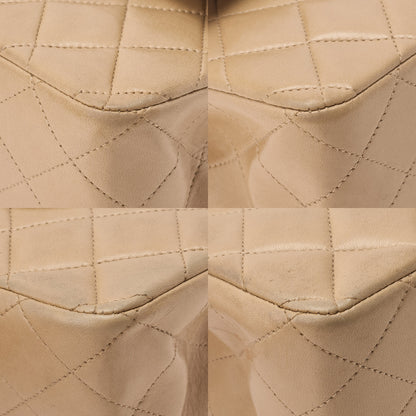 CHANEL Chain Shoulder Bag Matelasse 25cm Double Flap Lambskin Beige Gold Metal Fittings Women's Bag Brand [Used] - Vintage La Charme