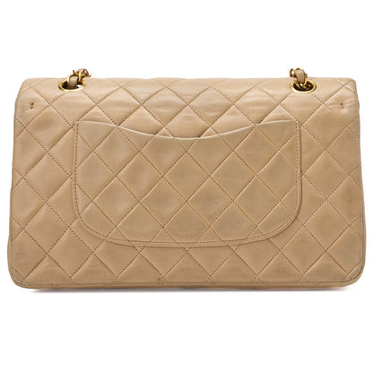 CHANEL Chain Shoulder Bag Matelasse 25cm Double Flap Lambskin Beige Gold Metal Fittings Women's Bag Brand [Used] - Vintage La Charme