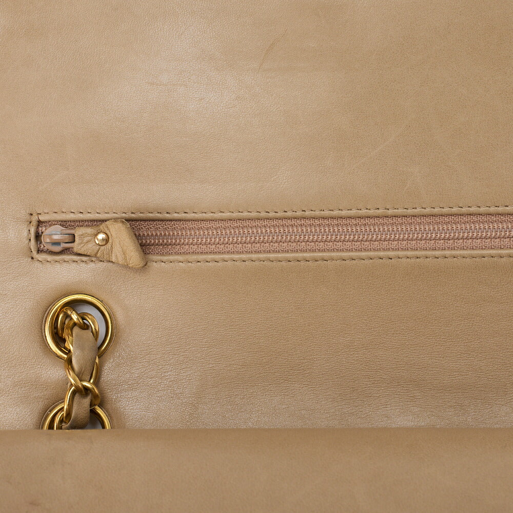 CHANEL Chain Shoulder Bag Matelasse 25cm Double Flap Lambskin Beige Gold Metal Fittings Women's Bag Brand [Used] - Vintage La Charme