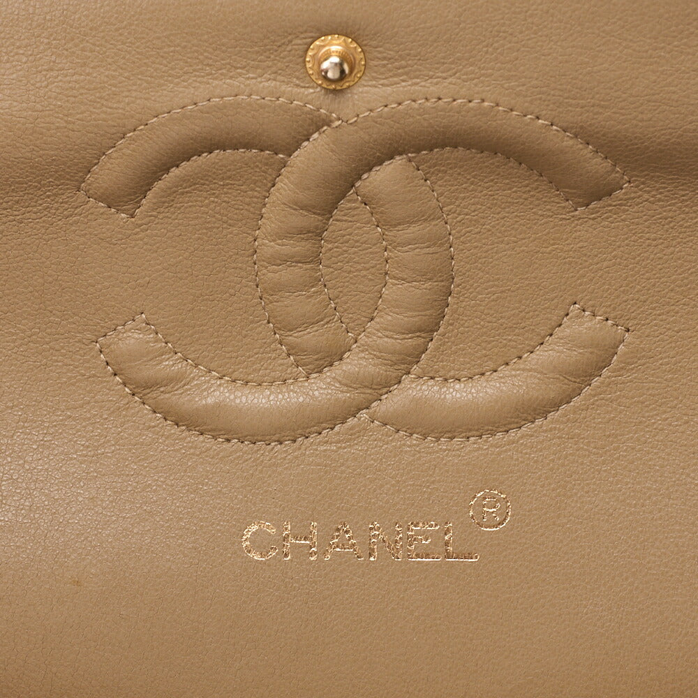 CHANEL Chain Shoulder Bag Matelasse 25cm Double Flap Lambskin Beige Gold Metal Fittings Women's Bag Brand [Used] - Vintage La Charme