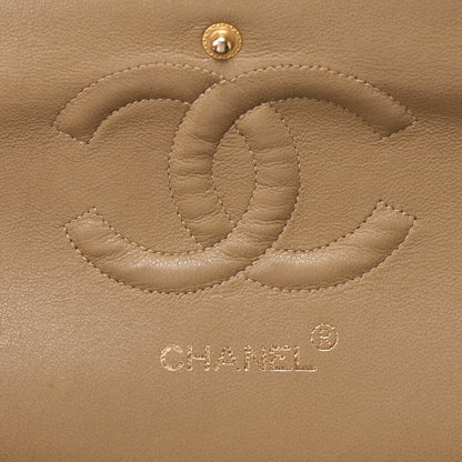 CHANEL Chain Shoulder Bag Matelasse 25cm Double Flap Lambskin Beige Gold Metal Fittings Women's Bag Brand [Used] - Vintage La Charme
