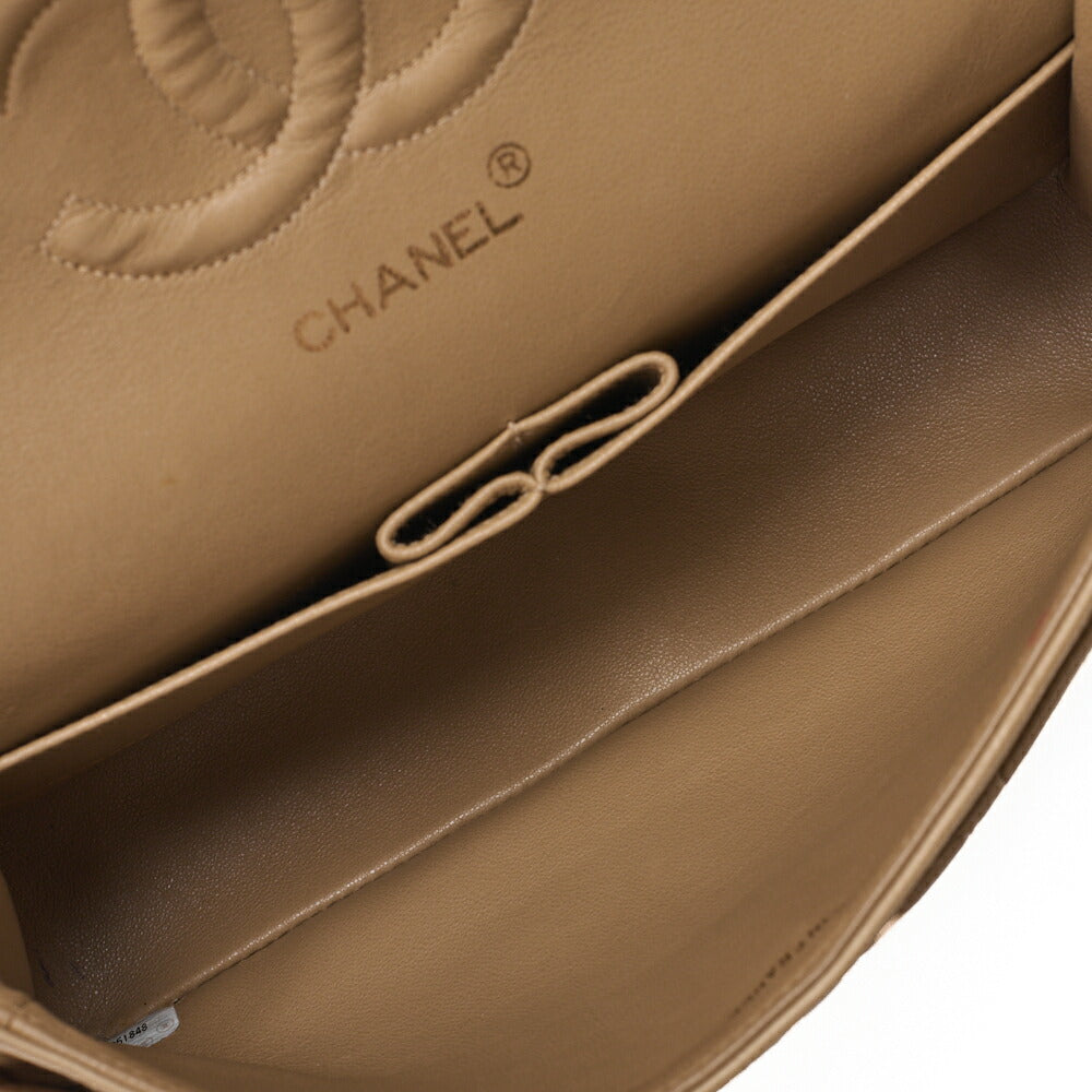 CHANEL Chain Shoulder Bag Matelasse 25cm Double Flap Lambskin Beige Gold Metal Fittings Women's Bag Brand [Used] - Vintage La Charme