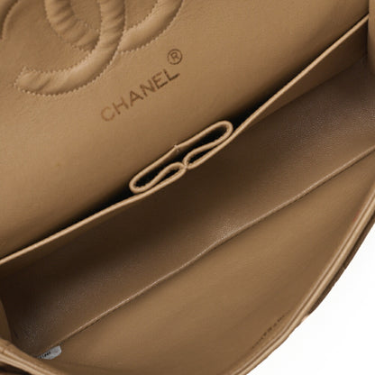 CHANEL Chain Shoulder Bag Matelasse 25cm Double Flap Lambskin Beige Gold Metal Fittings Women's Bag Brand [Used] - Vintage La Charme