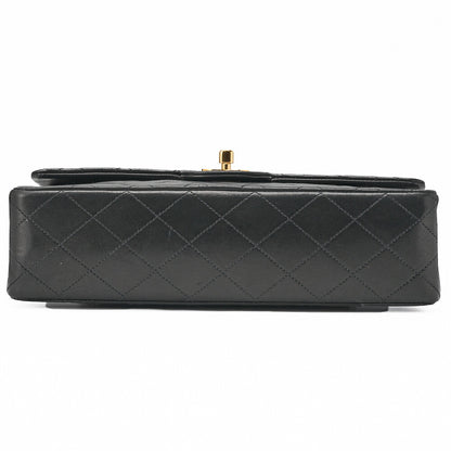 CHANEL Shoulder Bag Matelasse Double Flap Lambskin Black Gold-Tone Hardware Pre-Owned - Vintage La Charme