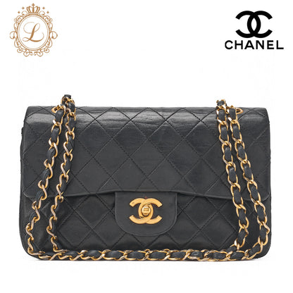 CHANEL Shoulder Bag Matelasse 23 Double Flap Chain Lambskin Black Gold-Tone Hardware Pre-Owned - Vintage La Charme