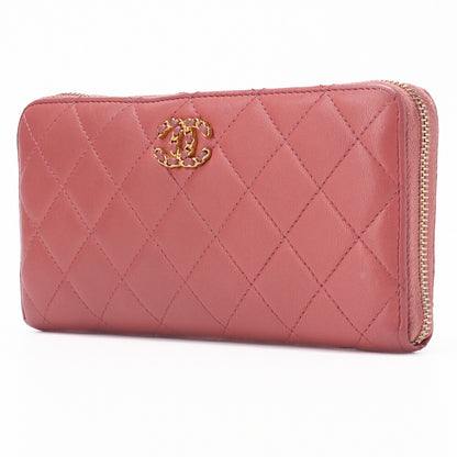CHANEL Wallet, Matelasse, Lambskin, Pink, Gold-Tone Hardware, Pre-Owned - Vintage La Charme