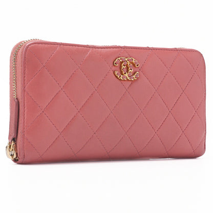 CHANEL Wallet, Matelasse, Lambskin, Pink, Gold-Tone Hardware, Pre-Owned - Vintage La Charme