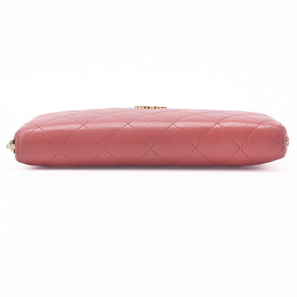 CHANEL Wallet, Matelasse, Lambskin, Pink, Gold-Tone Hardware, Pre-Owned - Vintage La Charme