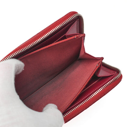 CHANEL Round Wallet Matelasse Caviar Leather Red Silver-Tone Hardware Pre-Owned - Vintage La Charme