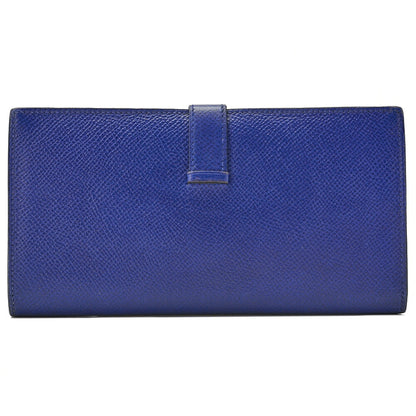 HERMES Bearn Soufflet Bi-fold Long Wallet Epson Blue Electric Gold-Tone Hardware Pre-Owned - Vintage La Charme