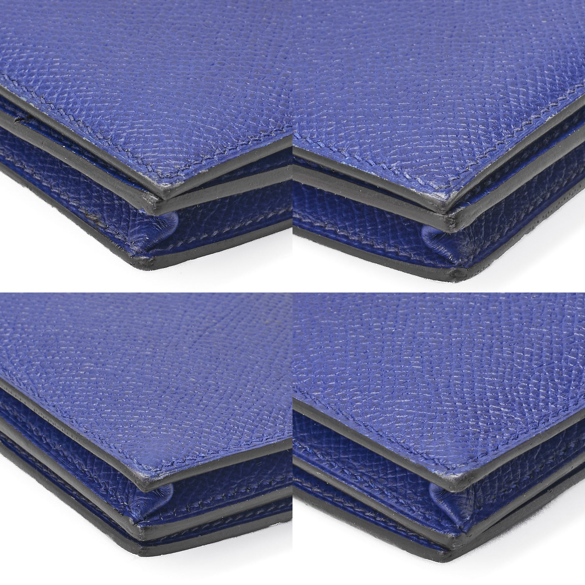HERMES Bearn Soufflet Bi-fold Long Wallet Epson Blue Electric Gold-Tone Hardware Pre-Owned - Vintage La Charme