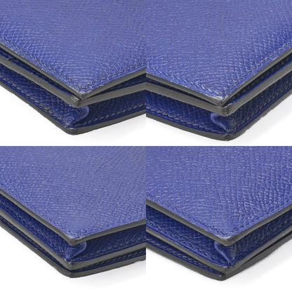 HERMES Bearn Soufflet Bi-fold Long Wallet Epson Blue Electric Gold-Tone Hardware Pre-Owned - Vintage La Charme