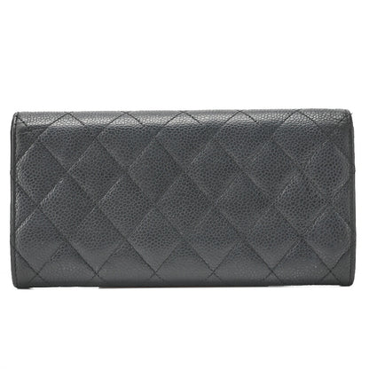 CHANEL Round Long Wallet, Matelasse, Caviar Skin, Black, Gold-Tone Hardware, Pre-Owned - Vintage La Charme