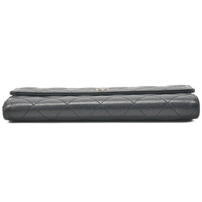 CHANEL Round Long Wallet, Matelasse, Caviar Skin, Black, Gold-Tone Hardware, Pre-Owned - Vintage La Charme