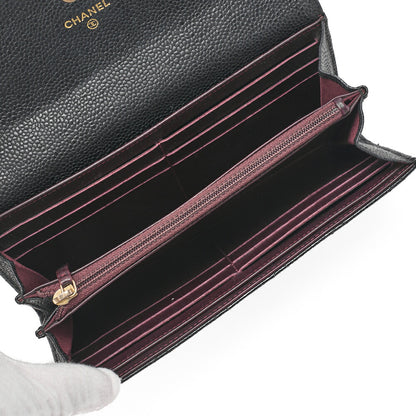 CHANEL Round Long Wallet, Matelasse, Caviar Skin, Black, Gold-Tone Hardware, Pre-Owned - Vintage La Charme