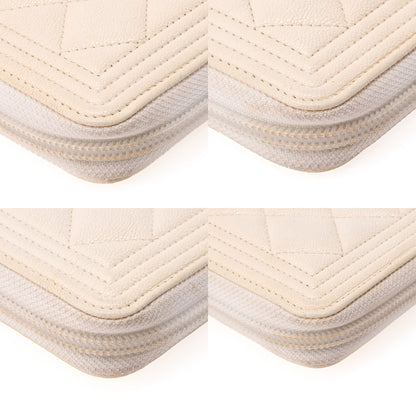 CHANEL Boy Chanel Matelasse Round Long Wallet Caviar Skin Ivory Gold-Tone Hardware Pre-Owned - Vintage La Charme