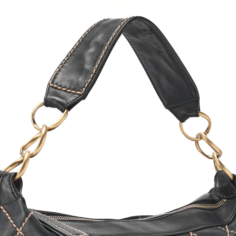 CHANEL Shoulder Bag, Coco Mark Wild Stitch, Calfskin, Black, Gold-Tone Hardware, Pre-Owned - Vintage La Charme