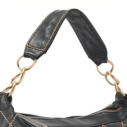 CHANEL Shoulder Bag, Coco Mark Wild Stitch, Calfskin, Black, Gold-Tone Hardware, Pre-Owned - Vintage La Charme