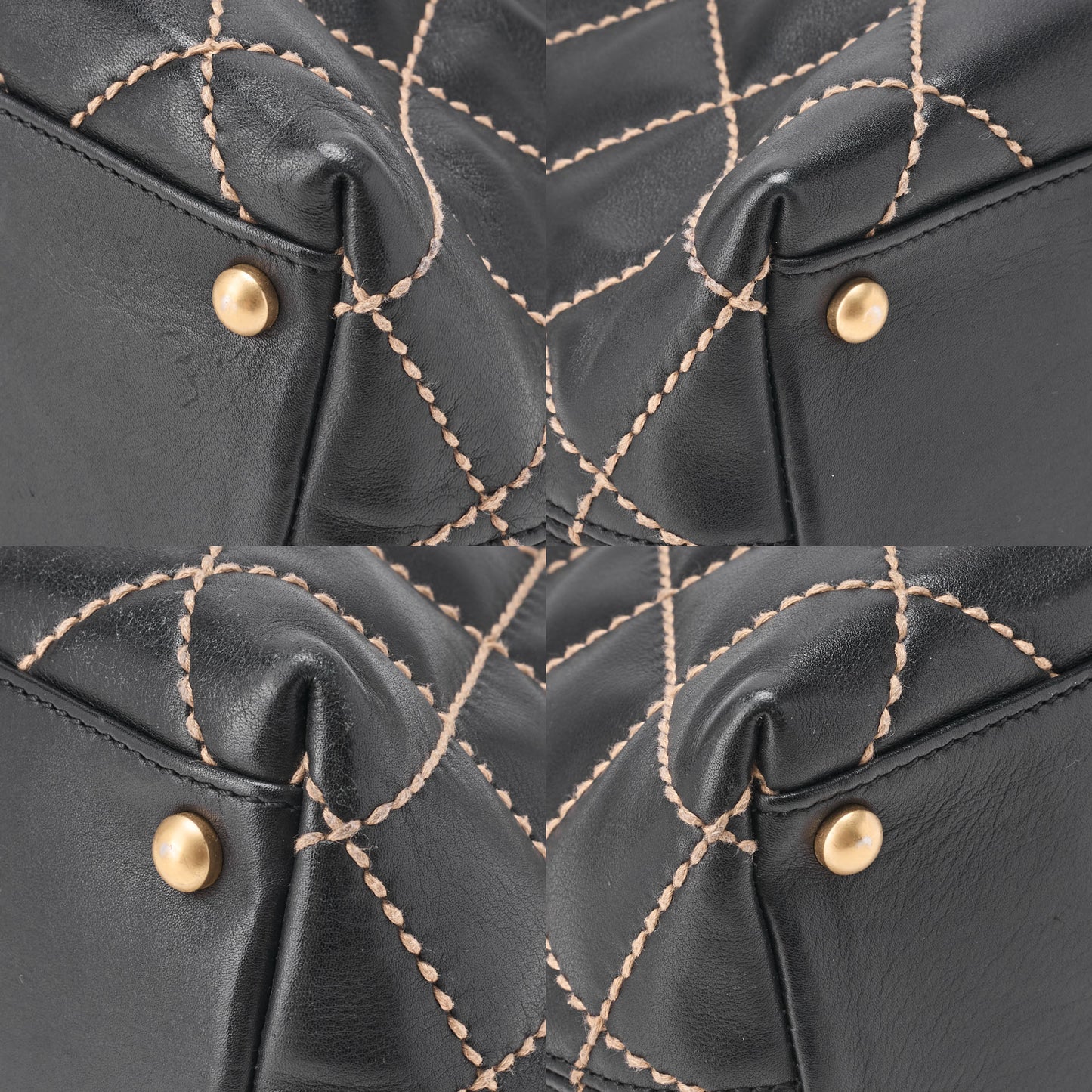 CHANEL Shoulder Bag, Coco Mark Wild Stitch, Calfskin, Black, Gold-Tone Hardware, Pre-Owned - Vintage La Charme