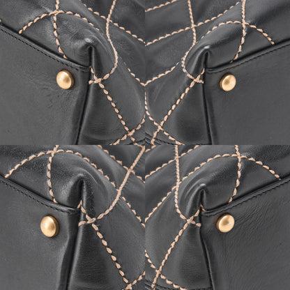 CHANEL Shoulder Bag, Coco Mark Wild Stitch, Calfskin, Black, Gold-Tone Hardware, Pre-Owned - Vintage La Charme