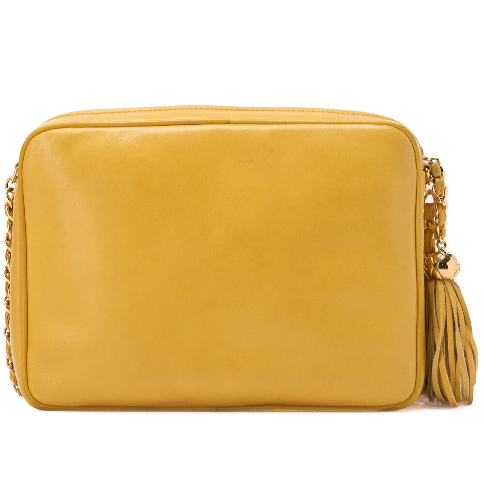 CHANEL Shoulder Bag, Matelasse Outside Flap Fringe Chain, Lambskin, Black, Gold-Tone Hardware, Pre-Owned - Vintage La Charme