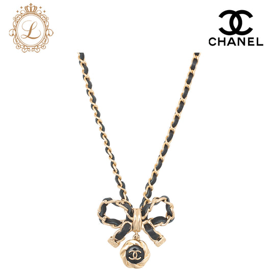 CHANEL Necklace, Coco Mark Ribbon 22A, Gold Plated, Gold, Gold-Tone Hardware, Pre-Owned - Vintage La Charme